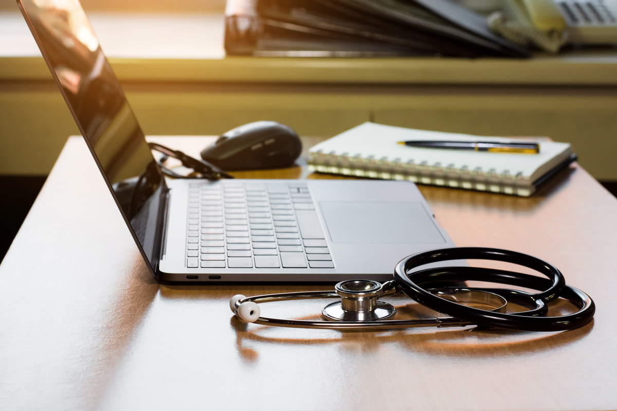 Telehealth, telemedicine, online medical education concept.